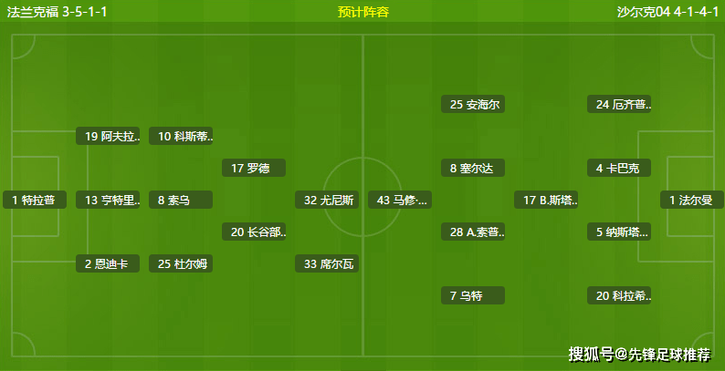 沙尔克04力克法兰克福，喜迎胜利走势